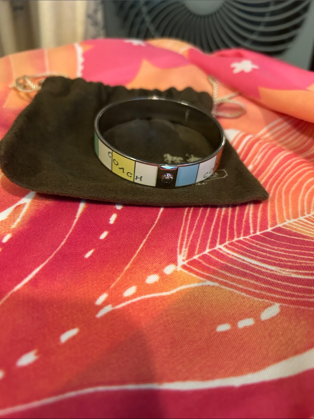 Coach Multicolor Enamel Stripe Bangle - Mint, Yellow, White. - Picture 3 of 3